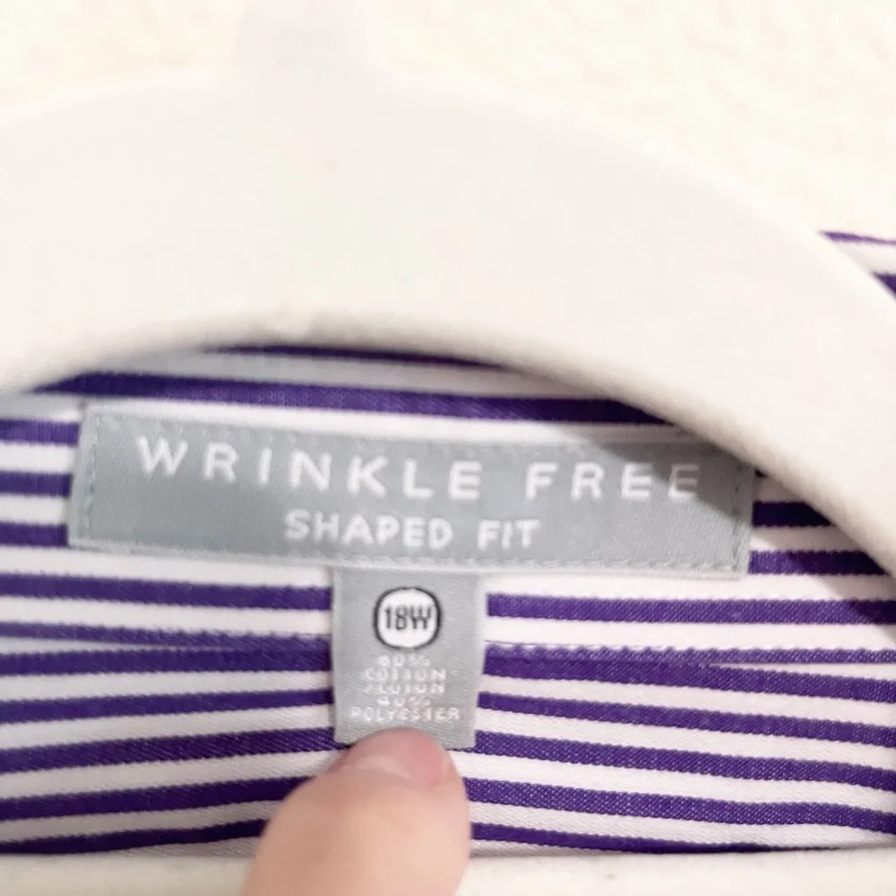 Foxcroft Purple and White Striped Button Down Shirt - Picture 7 of 7